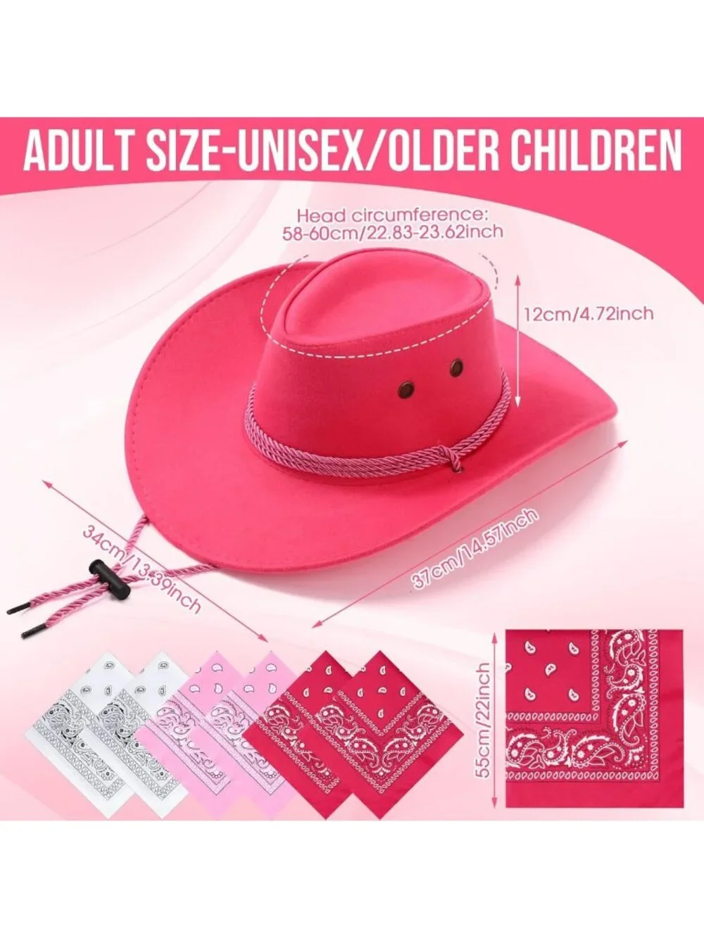 12 Pcs Cowboy Hats & Bandanas Set | Western Party Costume Accessories